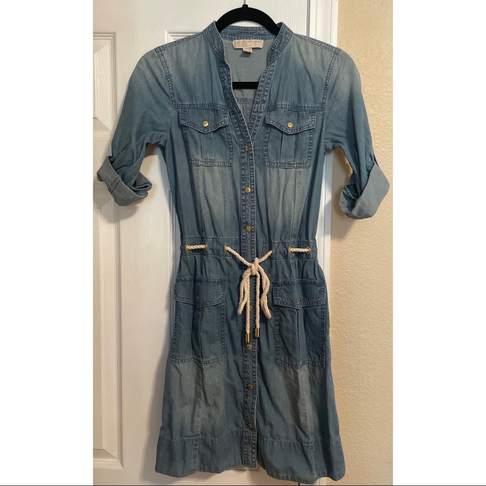 MICHAEL Michael Kors Nautical Style Tie Waist Denim Dress 💙
